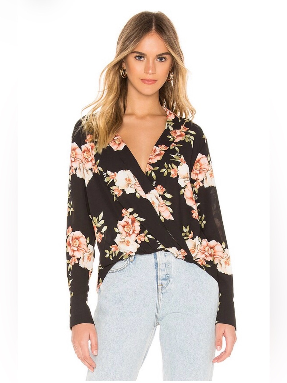 LIKELY Sophia Floral Mimi Top Black Multi Size XS